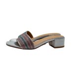 Sandalo Mules Twentyfourhaitch in Raso Argento e Strass Multicolor Tacco 4 cm art. Junco Multicolor - immagine 4