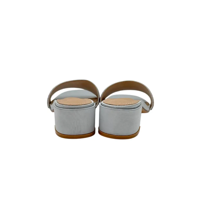 Sandalo Mules Twentyfourhaitch in Raso Argento e Strass Multicolor Tacco 4 cm art. Junco Multicolor, foto 5 di 5