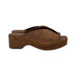 Del Carlo Sabot Sandale aus walnussbraunem Wildleder, 5 cm Absatz, Artikel 11729 Horus Softy Walnut