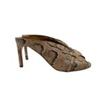 Sandalo Sabot Del Carlo in Pelle Effetto Pitonato Tacco 9 cm art. 11922 Cannes Namibia Grano