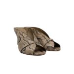 Sandalo Sabot Del Carlo in Pelle Effetto Pitonato Tacco 9 cm art. 11922 Cannes Namibia Grano - immagine 2