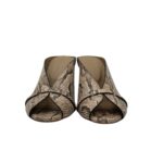 Sandalo Sabot Del Carlo in Pelle Effetto Pitonato Tacco 9 cm art. 11922 Cannes Namibia Grano - immagine 3