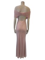 Abito Donna Lungo Twentyfourhaitch in Jersey Strass Art. Key Cipria Argento - immagine 3