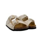 Sandalo Mules Scholl in Cotone Macramè Avorio 3,5 cm art. Noelle F00905 1171 - immagine 2