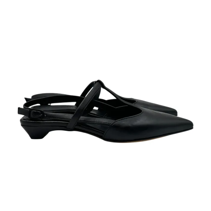 Ballerina slingback Pomme D'or in Pelle Nera con Cinturino Regolabile Tacco 3 cm Art. 2301 Glove Nero, foto 1 di 5