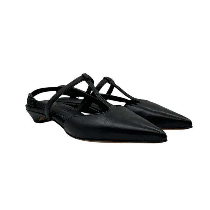 Ballerina slingback Pomme D'or in Pelle Nera con Cinturino Regolabile Tacco 3 cm Art. 2301 Glove Nero, foto 2 di 5