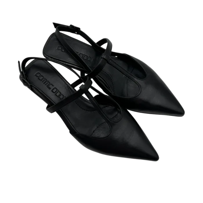 Ballerina slingback Pomme D'or in Pelle Nera con Cinturino Regolabile Tacco 3 cm Art. 2301 Glove Nero, foto 5 di 5