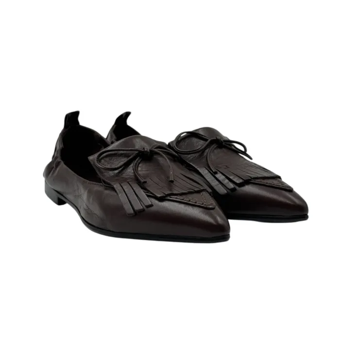 Ballerina Pomme D'or in Pelle Marrone con Frange Art. 1215 Glove Espresso, foto 2 di 5