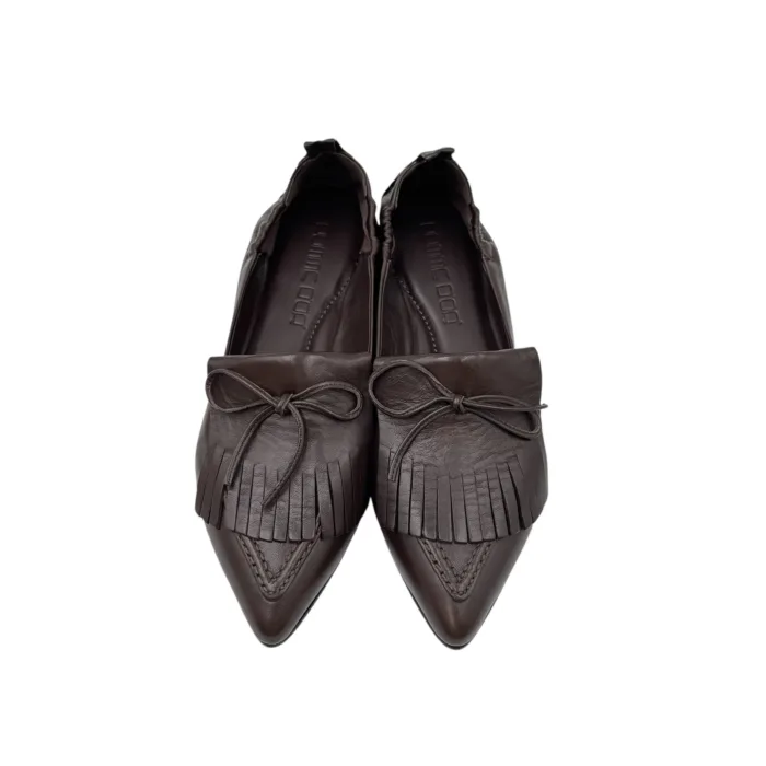 Ballerina Pomme D'or in Pelle Marrone con Frange Art. 1215 Glove Espresso, foto 3 di 5