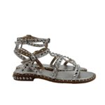 Sandalo Alla Schiava Ash in Pelle Argento con Borchie h 2 cm art. Ash Precious Silver Silver Studs