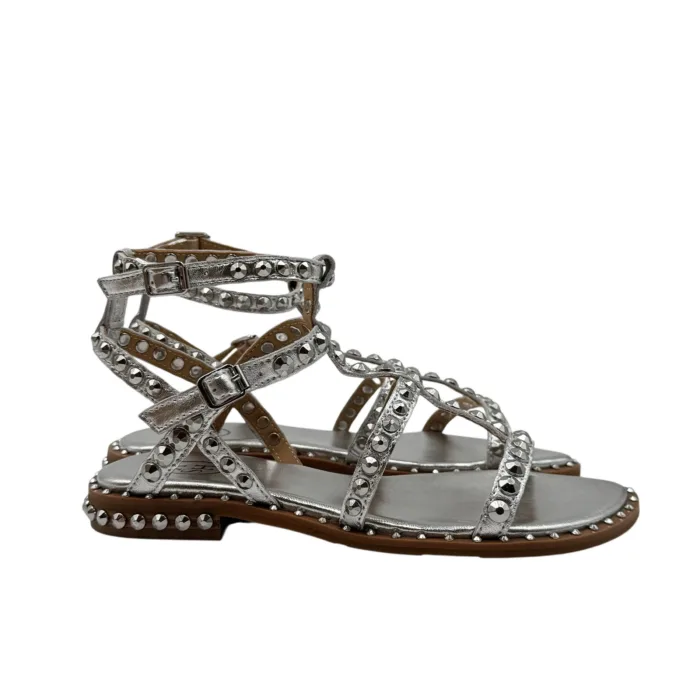 Sandalo Alla Schiava Ash in Pelle Argento con Borchie h 2 cm art. Ash Precious Silver Silver Studs, foto 1 di 4