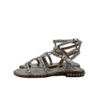 Sandalo Alla Schiava Ash in Pelle Argento con Borchie h 2 cm art. Ash Precious Silver Silver Studs - immagine 3