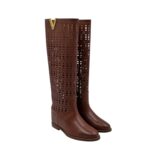 Stivali Estivi Via Roma 15 in Pelle Laserizzata Cuoio con V Oro art. 4634 Rialzo interno H 5 cm - immagine 2