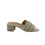 Sabot Mules Pasquini In Rafia Bianco Avorio e Strass, Tacco 4 cm art. 3042 T40 Avorio