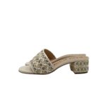 Sabot Mules Pasquini In Rafia Bianco Avorio e Strass, Tacco 4 cm art. 3042 T40 Avorio - immagine 4