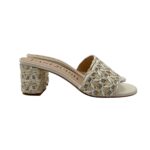 Sabot Mules Pasquini In Rafia Bianco Avorio e Strass , Tacco 6 cm art. 3042 T60 Avorio