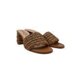Sabot Mules Pasquini In Rafia Cuoio e Strass , Tacco 6 cm art. 3042 T60 Corteccia - immagine 2