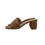 Sabot Mules Pasquini In Rafia Cuoio e Strass , Tacco 6 cm art. 3042 T60 Corteccia - immagine 3