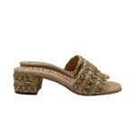 Sabot Mules Pasquini In Rafia Beige e Strass, Tacco 4 cm art. 3042 T40 Deserto
