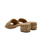 Sabot Mules Pasquini In Rafia Beige e Strass, Tacco 4 cm art. 3042 T40 Deserto - immagine 3