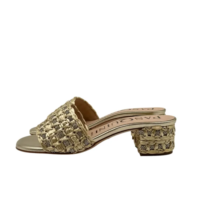 Sabot Mules Pasquini In Rafia Platino e Strass, Tacco 4 cm art. 3042 T40 Platino, foto 3 di 4