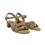 Sandalo con Cinturino alla Caviglia Pasquini In Rafia Beige e Strass, Tacco 4 cm art. 3044 T40 Deserto - immagine 2