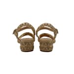 Sandalo con Cinturino alla Caviglia Pasquini In Rafia Beige e Strass, Tacco 4 cm art. 3044 T40 Deserto - immagine 5