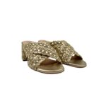 Sabot Mules ad Incrocio Pasquini In Rafia Platino e Strass, Tacco 6 cm art. 3043 T60 Platino - immagine 2