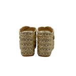 Sabot Mules ad Incrocio Pasquini In Rafia Platino e Strass, Zeppa 10 cm Plateau 4 cm art. 3043 Platino - immagine 4