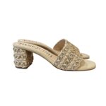 Sabot Mules Pasquini In Rafia Beige e Strass , Tacco 6 cm art. 3042 T60 Deserto
