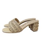 Sabot Mules Pasquini In Rafia Beige e Strass , Tacco 6 cm art. 3042 T60 Deserto - immagine 4