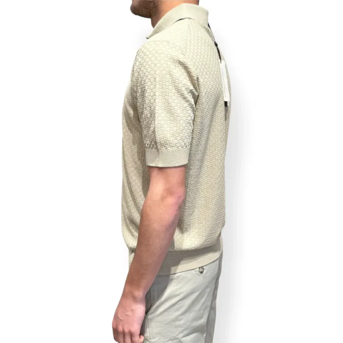 Polo in Cotone Tramato a Quadretti Filippo De Laurentiis Beige art. PL1MC CR14Q 040, foto 2 di 3