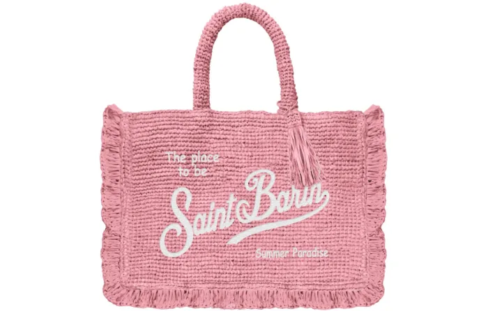 Borsa a Mano Media Mc2 Saint Barth Rosa art. Raffia Volant Mid 21 Emb, foto 1 di 1