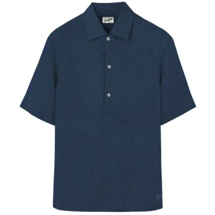 Polo in Denim Lino Con Bottoni Uomo Mc2 Saint Barth Blu Scuro art. Raphael Polo Chambray Denim Dark