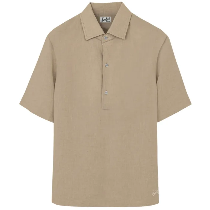 Polo in Lino Con Bottoni Uomo Mc2 Saint Barth Beige art. Raphael Polo Linen 11 Beige, foto 1 di 1