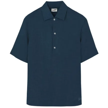 Polo in Lino Con Bottoni Uomo Mc2 Saint Barth Blu Navy art. Raphael Polo Linen 61 Blue Navy