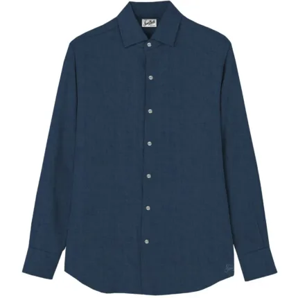 Camicia In Denim Uomo Mc2 Saint Barth Blu Denim art. Raphael Chambray Denim Dark