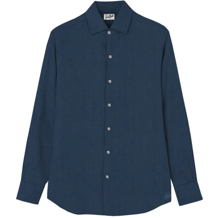 Camicia In Denim Uomo Mc2 Saint Barth Blu Denim art. Raphael Chambray Denim Dark, foto 1 di 1