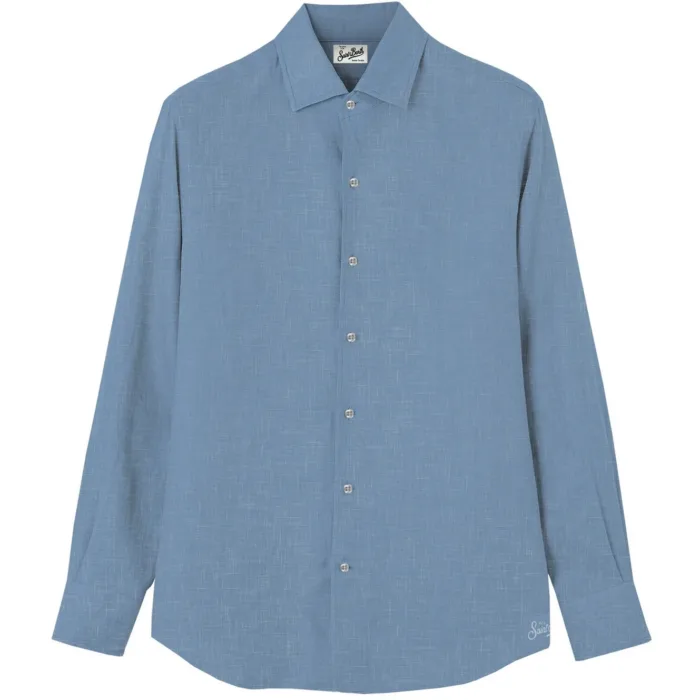 Camicia in Lino  Mc2 Saint Barth Azzurra art. Raphael Linen 33 Dusty Blue, foto 1 di 1