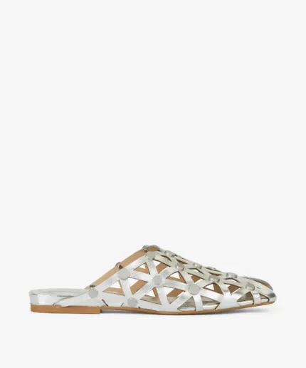 Sandalo Sabot Ash in Pelle Argento h 2cm art. Ash Bone Silver