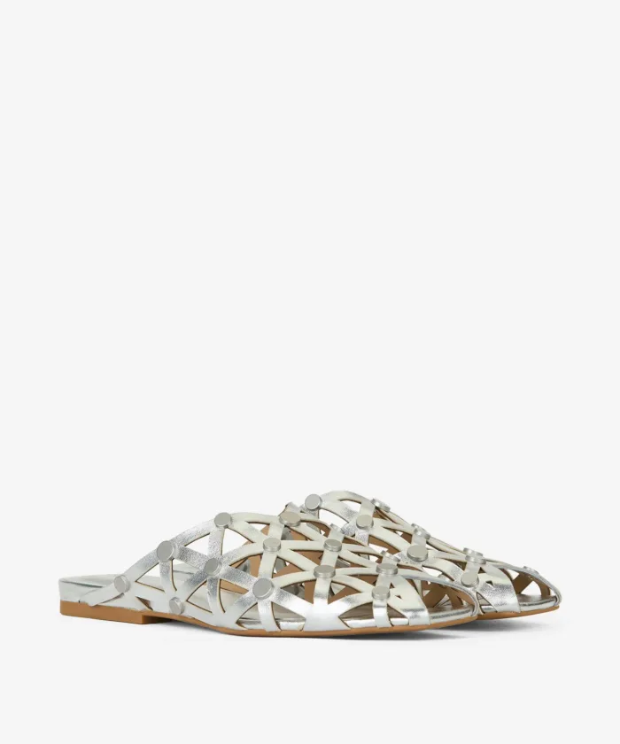 Sandalo Sabot Ash in Pelle Argento h 2cm art. Ash Bone Silver, foto 2 di 3