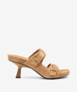 Sandalo Doppia Fascia Ash in Camoscio Beige h 8 cm art. Ash Jakarta Mou