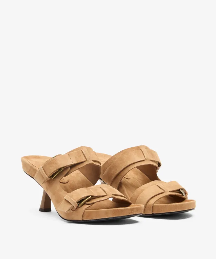 Sandalo Doppia Fascia Ash in Camoscio Beige h 8 cm art. Ash Jakarta Mou, foto 2 di 3