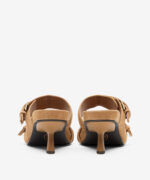 Sandalo Doppia Fascia Ash in Camoscio Beige h 8 cm art. Ash Jakarta Mou - immagine 3