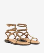 Sandalo Alla Schiava Ash in Camoscio Beige con Borchie Oro h 2 cm art. Ash Play Moka Mou Antic Brass Studs - immagine 2