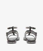 Sandalo Alla Schiava Ash in Pelle Nera con Borchie Argento h 2 cm art. Ash Precious Black Antic Silver Studs - immagine 3