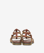 Sandalo Alla Schiava Ash in Pelle Marrone Ruggine con Borchie h 2 cm art. Ash Precious Marsala Ariel Gold Studs - immagine 3