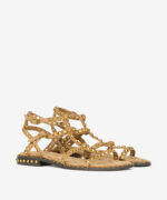 Sandalo Alla Schiava Ash in Camoscio Beige con Borchie h 2 cm art. Ash Precious Moka Mou Antic Brass Studs
