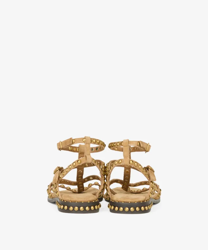 Sandalo Alla Schiava Ash in Camoscio Beige con Borchie h 2 cm art. Ash Precious Moka Mou Antic Brass Studs, foto 2 di 2