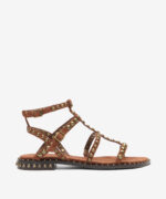 Sandalo Alla Schiava Ash in Camoscio Marrone Bruciato con Borchie h 2 cm art. Ash Precious Tajine Antic Brass Studs